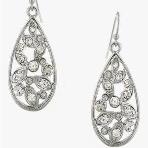 Silver Toned Crystal Teardrop Earrings